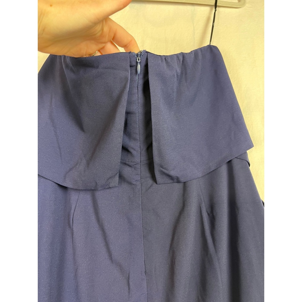 Lulus Navy Blue Strapless Popover Ruffle Midi Dress Pockets Large 0597 - Picture 6 of 6